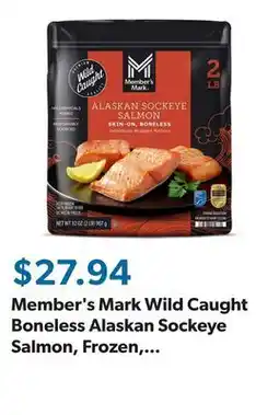 Sam's Club Member's Mark Wild Caught Boneless Alaskan Sockeye Salmon, Frozen, 2 lbs offer