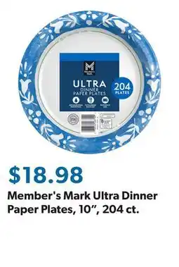 Sam's Club Member's Mark Ultra Dinner Paper Plates, 10, 204 ct offer