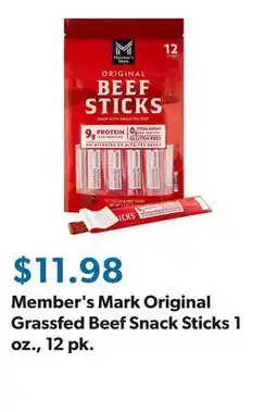 Sam's Club Member's Mark Original Grassfed Beef Snack Sticks 1 oz., 12 pk offer