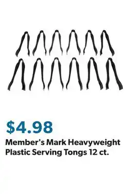 Sam's Club Member's Mark Heavyweight Plastic Serving Tongs 12 ct offer