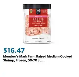 Sam's Club Member's Mark Farm Raised Medium Cooked Shrimp, Frozen, 50-70 ct. per pound, 2 lbs offer