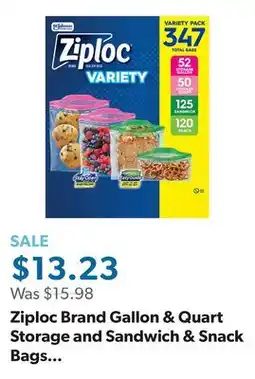Sam's Club Ziploc Brand Gallon & Quart Storage and Sandwich & Snack Bags Variety pack, 347 ct offer