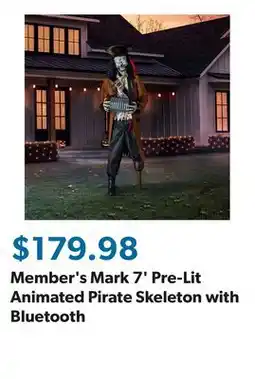 Sam's Club Member's Mark 7' Pre-Lit Animated Pirate Skeleton with Bluetooth offer