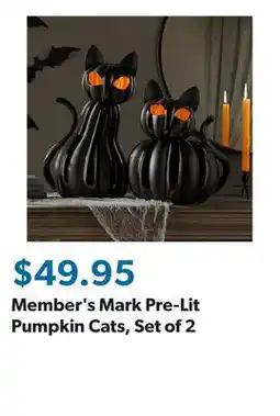 Sam's Club Member's Mark Pre-Lit Pumpkin Cats, Set of 2 offer