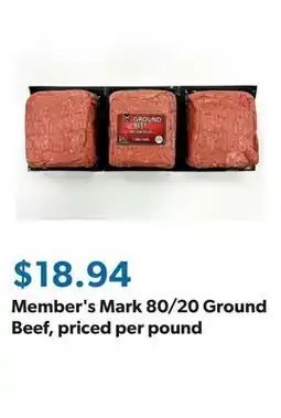 Sam's Club Member's Mark 80/20 Ground Beef, priced per pound offer