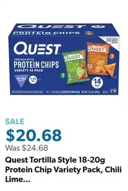 Sam's Club Quest Tortilla Style 18-20g Protein Chip Variety Pack, Chili Lime and Nacho Cheese 14 ct offer