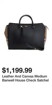TJ Maxx Leather And Canvas Medium Banwell House Check Satchel offer