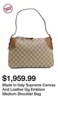 TJ Maxx Made In Italy Supreme Canvas And Leather Gg Emblem Medium Shoulder Bag offer