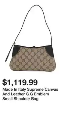 TJ Maxx Made In Italy Supreme Canvas And Leather G G Emblem Small Shoulder Bag offer