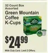 Key Food Green Mountain Coffee K-Cups offer