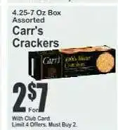 Key Food Carr's Crackers offer