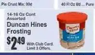 Key Food Duncan Hines Frosting offer