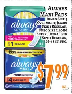 Trade Fair Supermarket ALWAYS MAXI PADS offer
