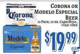 Trade Fair Supermarket CORONA OR MODELO ESPECIAL BEER offer