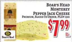 Trade Fair Supermarket Boar's Head MONTEREY PEPPER JACK CHEESE offer