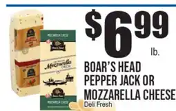 Extra Supermarket BOAR'S HEAD PEPPER JACK OR MOZZARELLA CHEESE offer