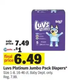 Meijer Luvs Platinum Jumbo Pack Diapers offer