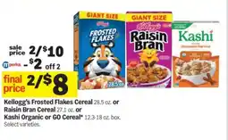 Meijer Kellogg's Frosted Flakes Cereal or Raisin Bran Cereal or Kashi Organic or GO Cereal offer