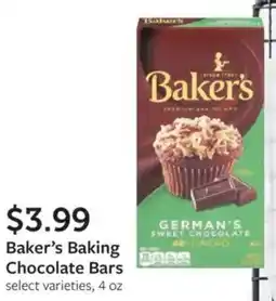 Fareway Baker's Baking Chocolate Bars offer
