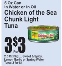 SuperFresh Chicken of the Sea Chunk Light Tuna offer