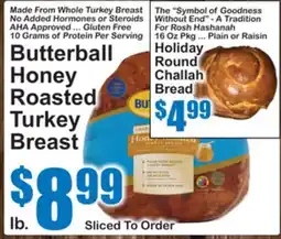 SuperFresh Butterball Honey Roasted Turkey Breast, Holiday Round Challah Bread offer