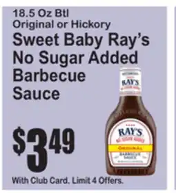 SuperFresh Sweet Baby Ray's No Sugar Added Barbecue Sauce offer