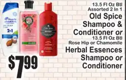 SuperFresh Old Spice Shampoo & Conditioner or Herbal Essences Shampoo or Conditioner offer