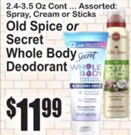 SuperFresh Old Spice or Secret Whole Body Deodorant offer