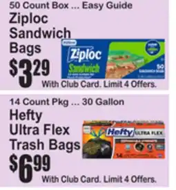 SuperFresh Ziploc Sandwich Bags, Hefty Ultra Flex Trash Bags offer