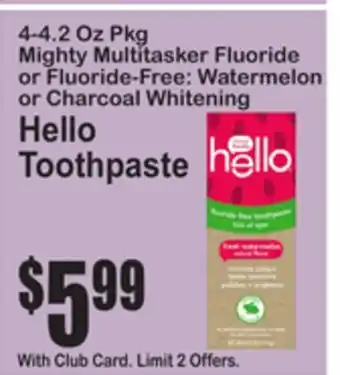 SuperFresh Hello Toothpaste offer