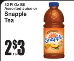 SuperFresh 32 Fl Oz Btl Assorted Juice or Snapple Tea offer