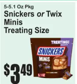 SuperFresh Snickers or Twix Minis Treating Size offer