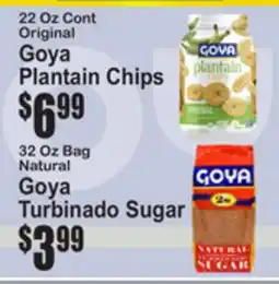 SuperFresh Goya Plantain Chips 22 Oz Cont Original Goya Turbinado Sugar 32 Oz Bag Natural offer