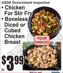 SuperFresh USDA Government Inspected • Chicken For Stir Fry • Boneless Diced or Cubed Chicken Breast offer