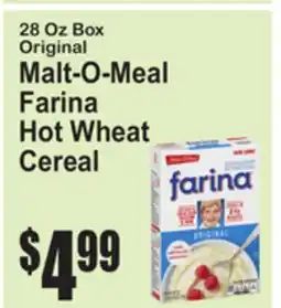 SuperFresh Original Malt-O-Meal Farina Hot Wheat Cereal offer