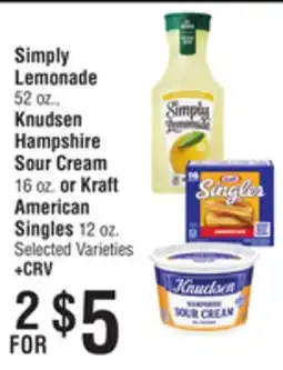 Smart & Final Simply Lemonade, Knudsen Hampshire Sour Cream or Kraft American Singles offer