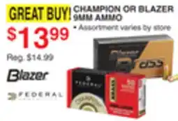 Dunham's Sports CHAMPION OR BLAZER 9MM AMMO offer