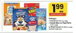 Safeway Kellogg's Cereal or Snack Bars or Pop-Tarts or Post Cereal offer
