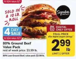 Safeway 80% Ground Beef Value Pack offer