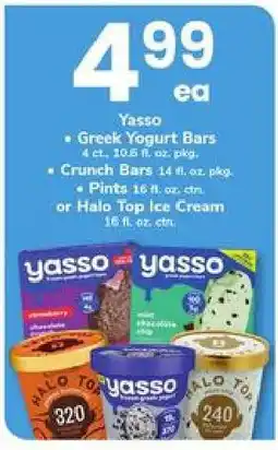 Safeway Yasso Greek Yogurt Bars, Crunch Bars, Pints or Halo Top Ice Cream offer