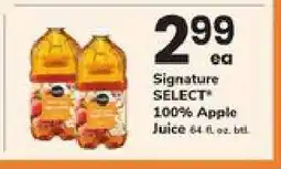 Safeway Signature Select 100% Apple Juice offer
