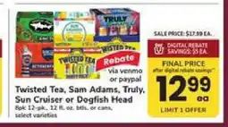 Safeway Twisted Tea, Sam Adams, Truly, Sun Cruiser or Dogfish Head offer