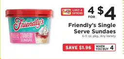 ShopRite Friendly's Single Serve Sundaes offer