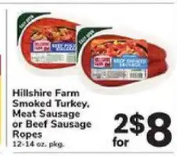 Safeway Hillshire Farm Smoked Turkey, Meat Sausage or Beef Sausage Ropes offer