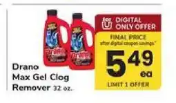 Safeway Drano Max Gel Clog Remover offer