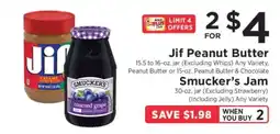 ShopRite Jif Peanut Butter & Smucker's Jam offer