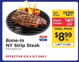 ShopRite Bone-in NY Strip Steak offer