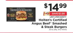 ShopRite Holten’s Certified Angus Beef Smashed & Steak Burgers offer
