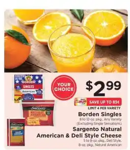 ShopRite Borden Singles & Sargento Natural American & Deli Style Cheese offer
