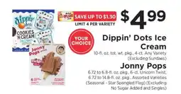 ShopRite Dippin’ Dots Ice Cream / Jonny Pops offer